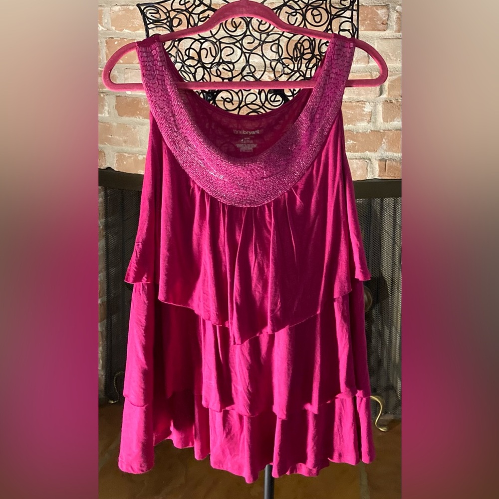Lane Bryant Beaded Fuchsia Top